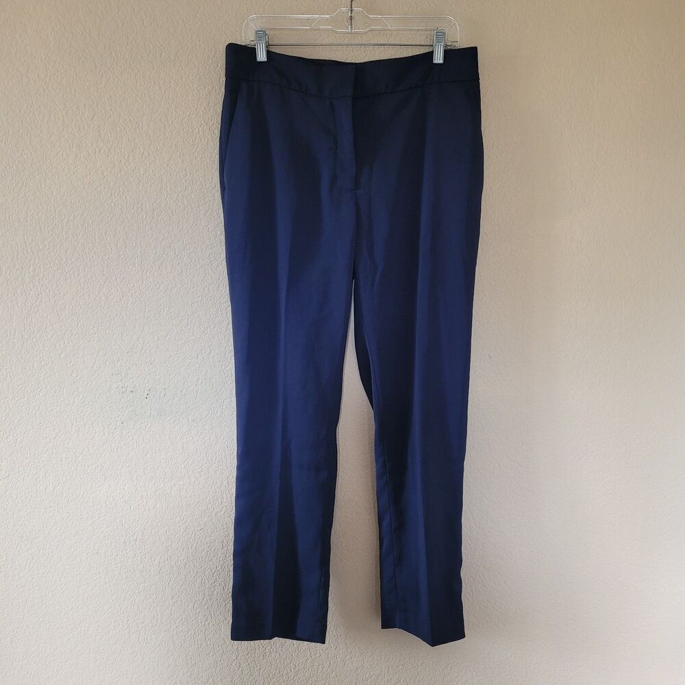 Quince Dress Pants Women Size 12 Navy Blue Stretch Crepe Ankle Career Minimalist